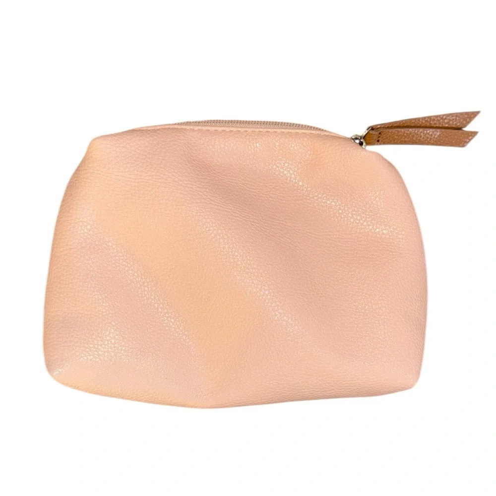 Fossil Pink Cosmetic Bag with Dome Shape and Zipper Closure